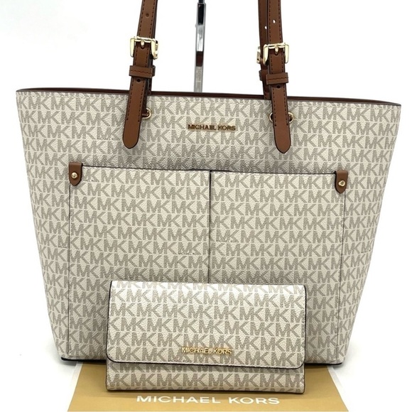 Michael Kors Medium Double Packet Tote Bag & Trifold Wallet